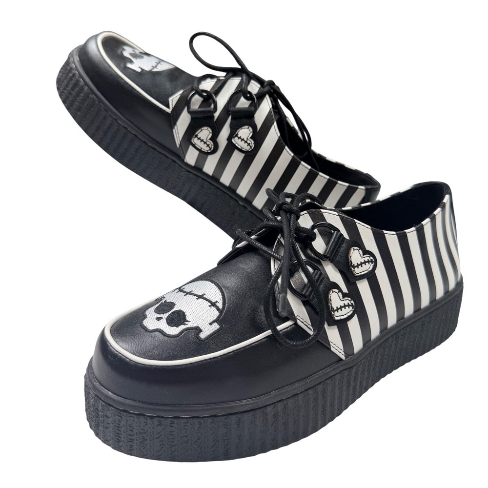 Monster High x YRU Frankie Stein Creepers Women Size 10 Black White New Goth